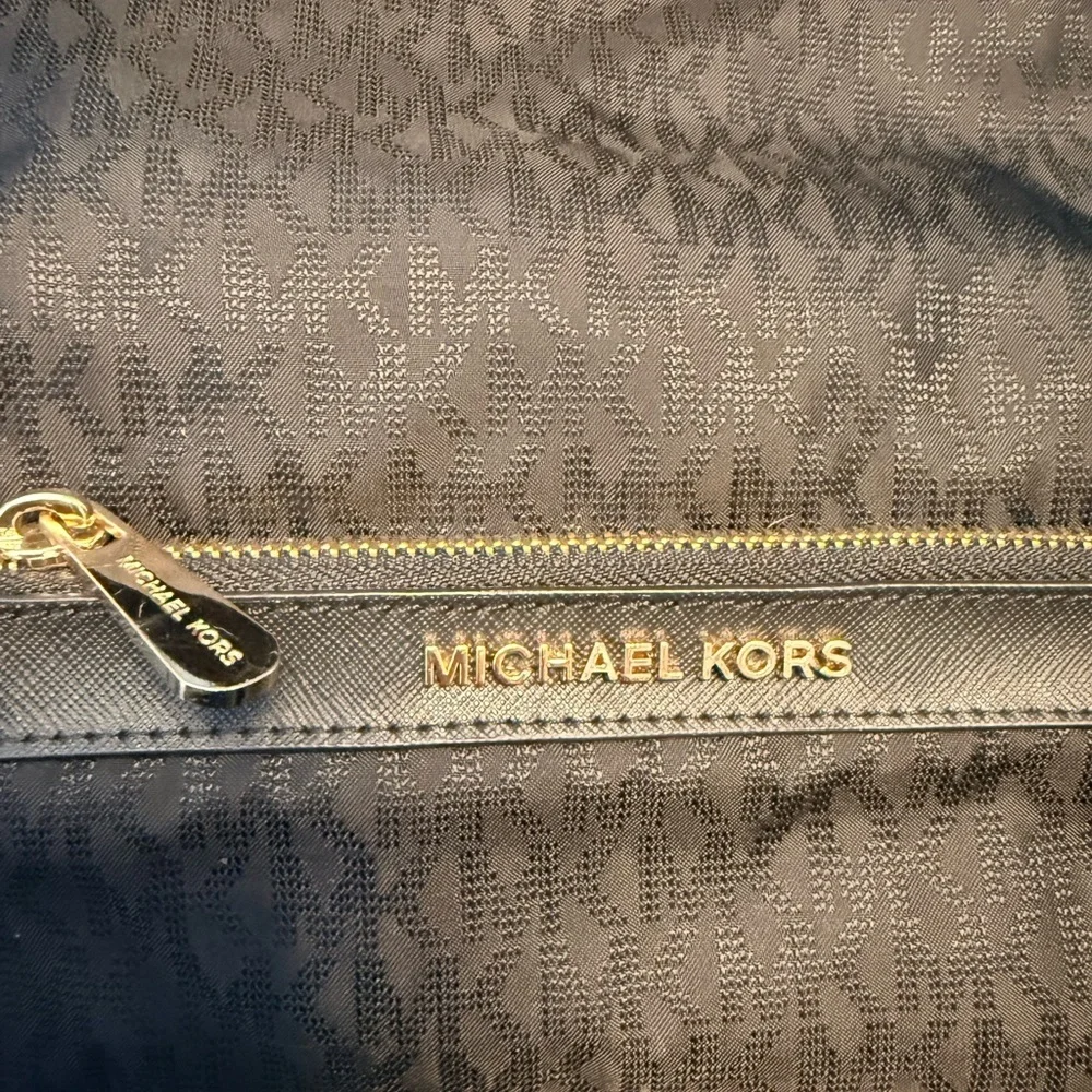 Michael Kors Black Nylon Backpack‎ Gold Hardware MK Logo Lining